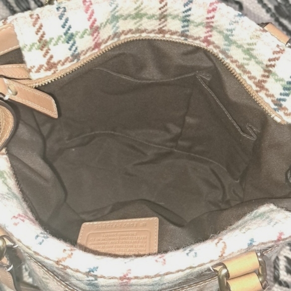 COACH WOOL/LEATHER PLAID SHOULDER BAG - Picture 12 of 17